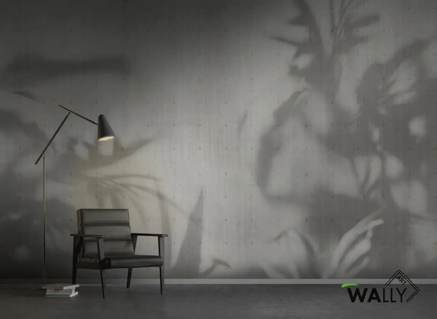 Carta da parati effetto cemento e ombre naturali Shade WallyArt