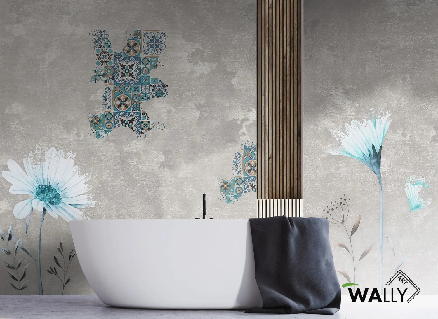 carta da parati bagno effetto naturale WallyArt ODETTE spa