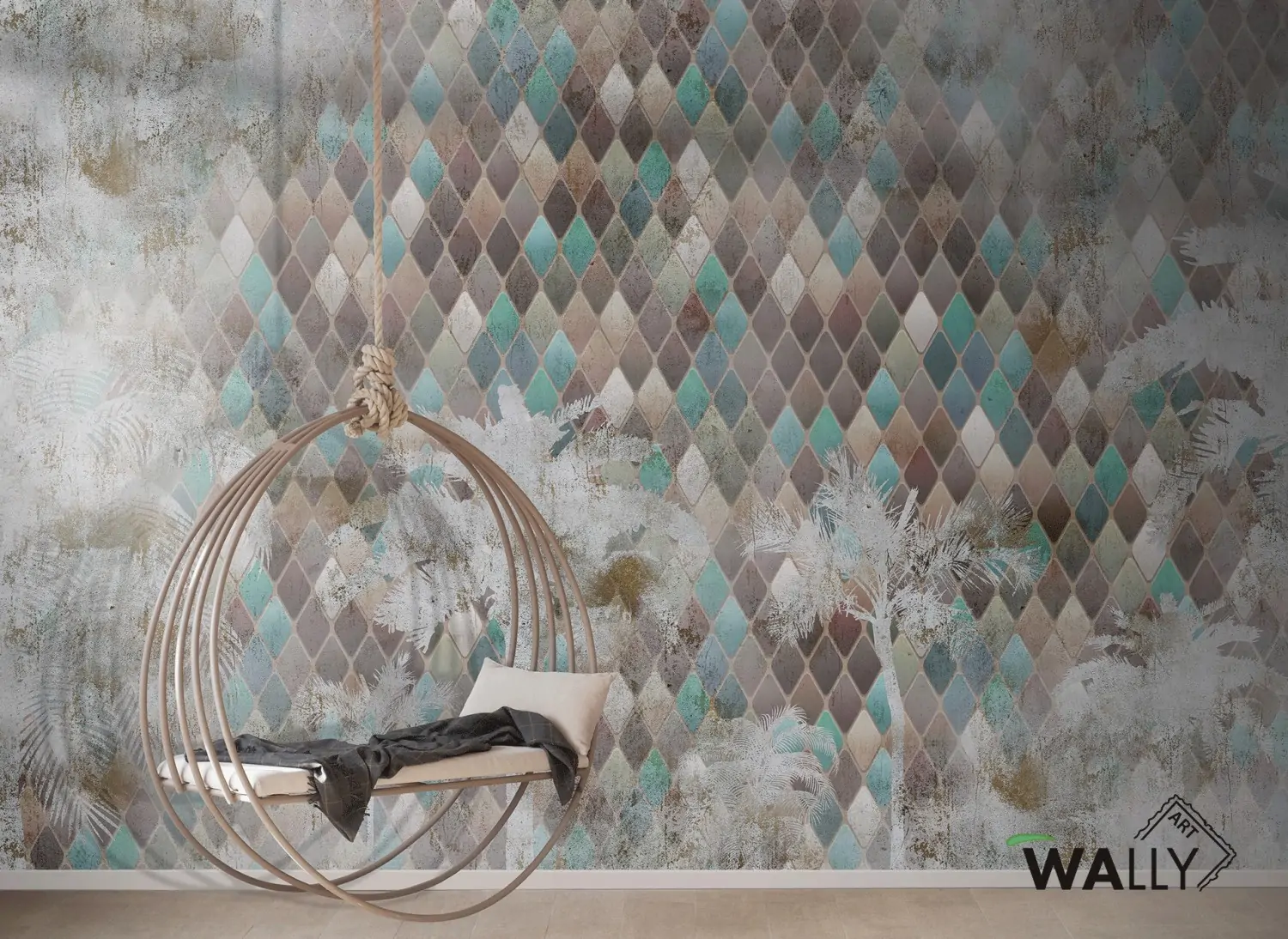 Carta da parati geometrica DREAM con motivi a rombi per spazi contemporanei