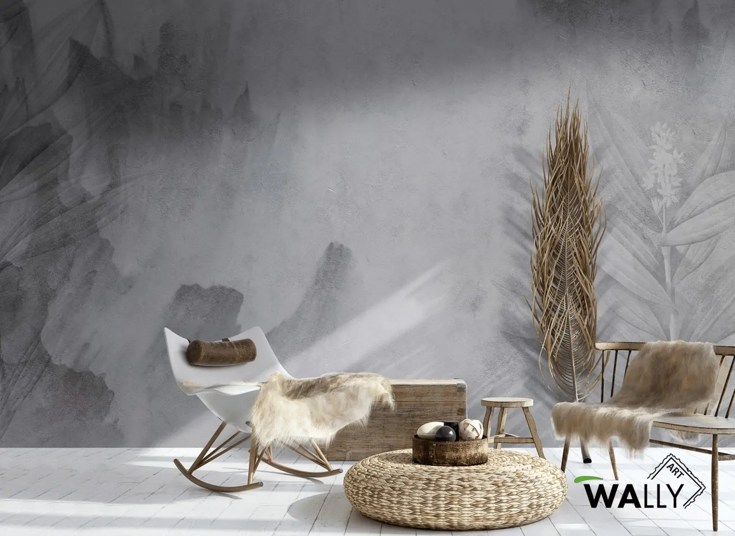 Carta da parati astratta CHANDRA con motivi e colori tenui