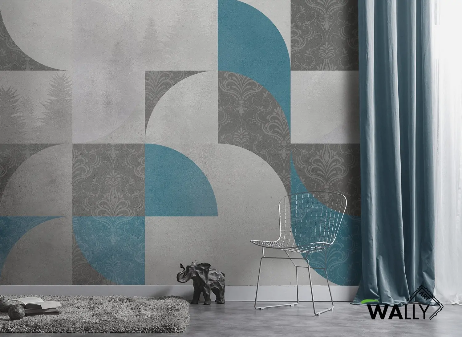 Carta da parati vintage con elementi geometrici Thelma WallyArt