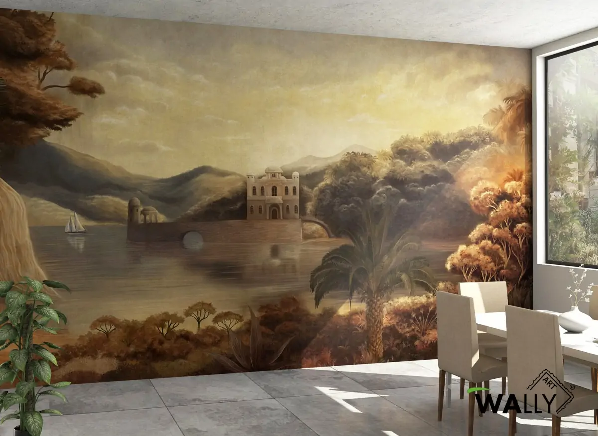Carta da parati panoramica con paesaggio asiatico Agrabah WallyArt