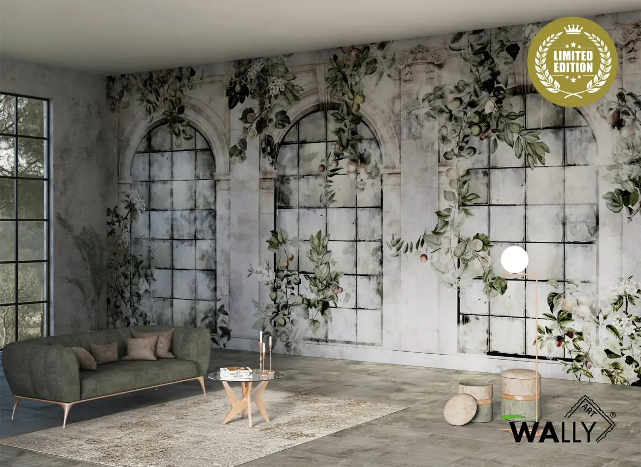 Carta da parati vintage con arcate Zagara WallyArt