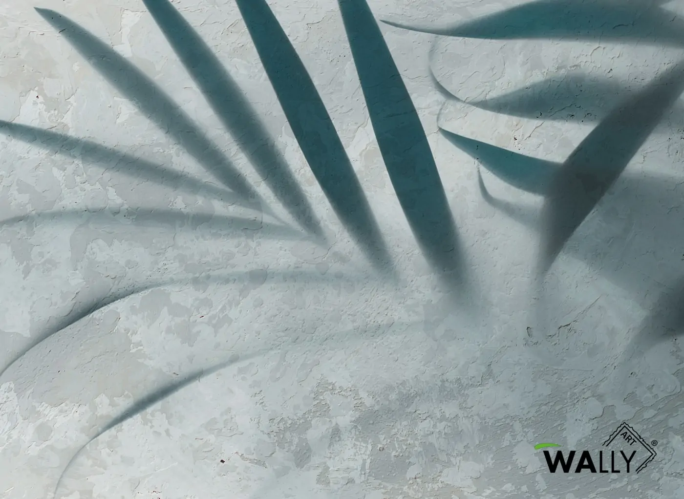 Carta da parati effetto cemento e foglie Charlotte WallyArt