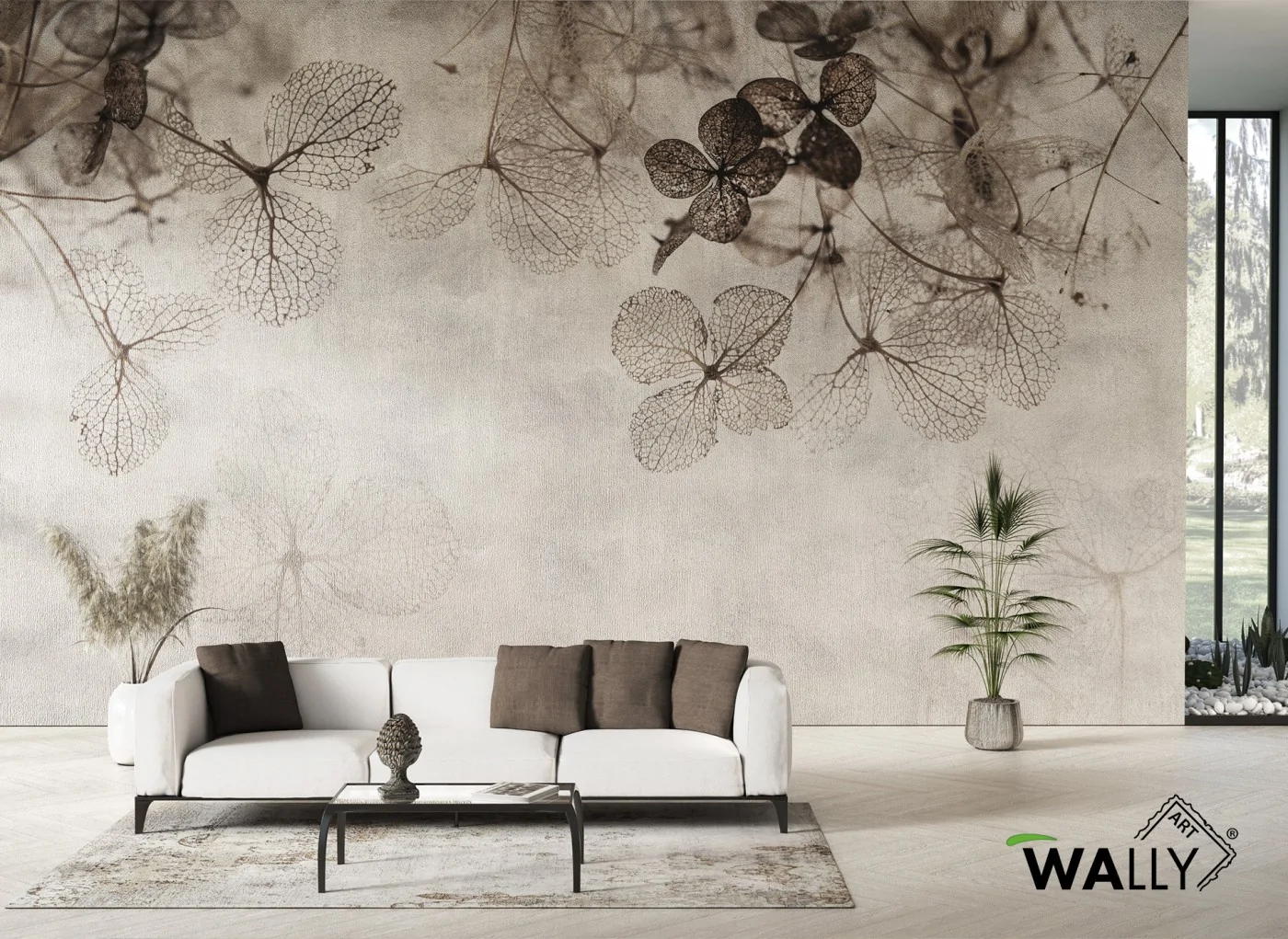 Carta da parati vintage con fiori Giselle WallyArt