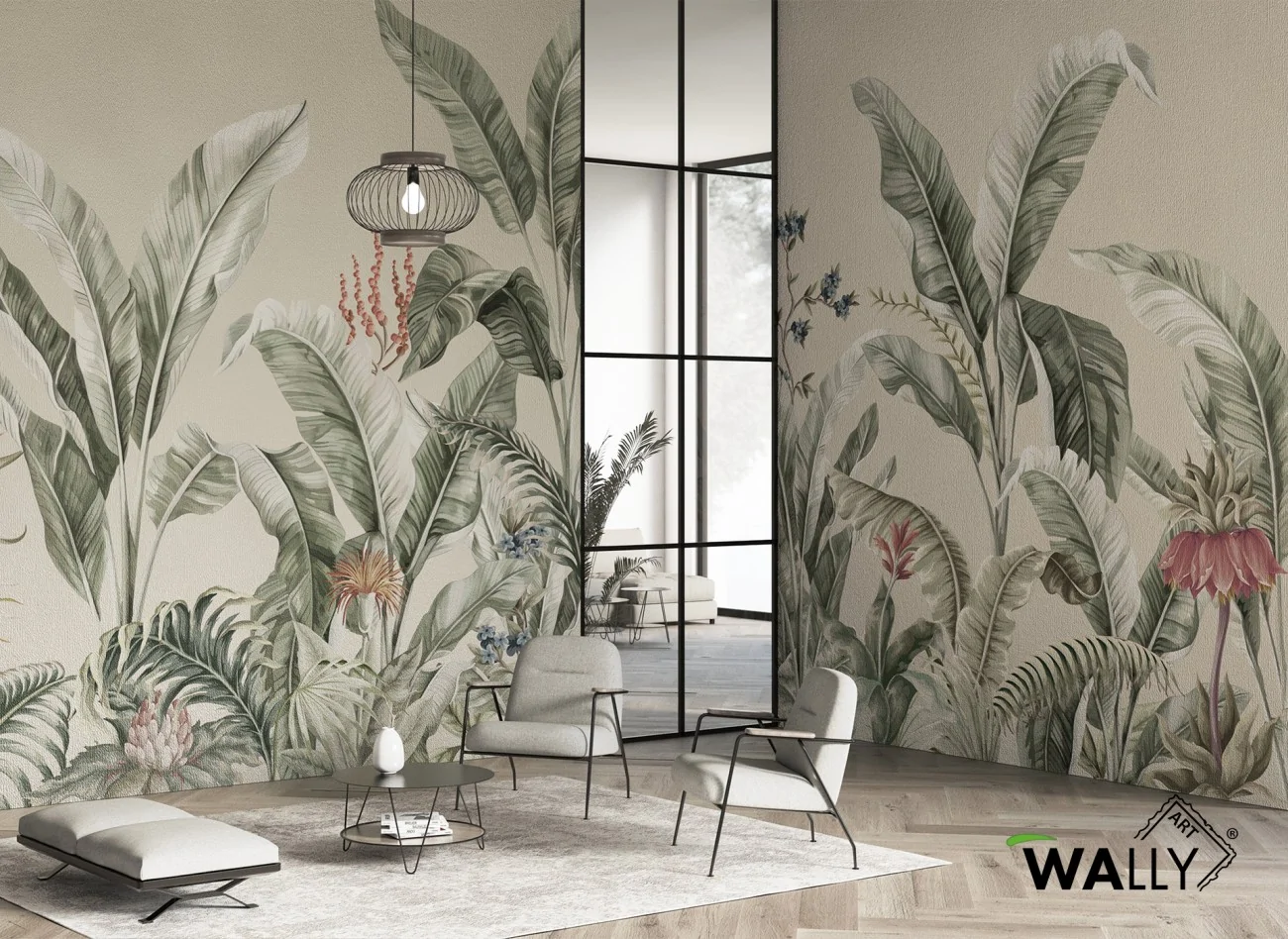 Carta da parati tropicale jungle con foglie e palme Kauai Memories WallyArt