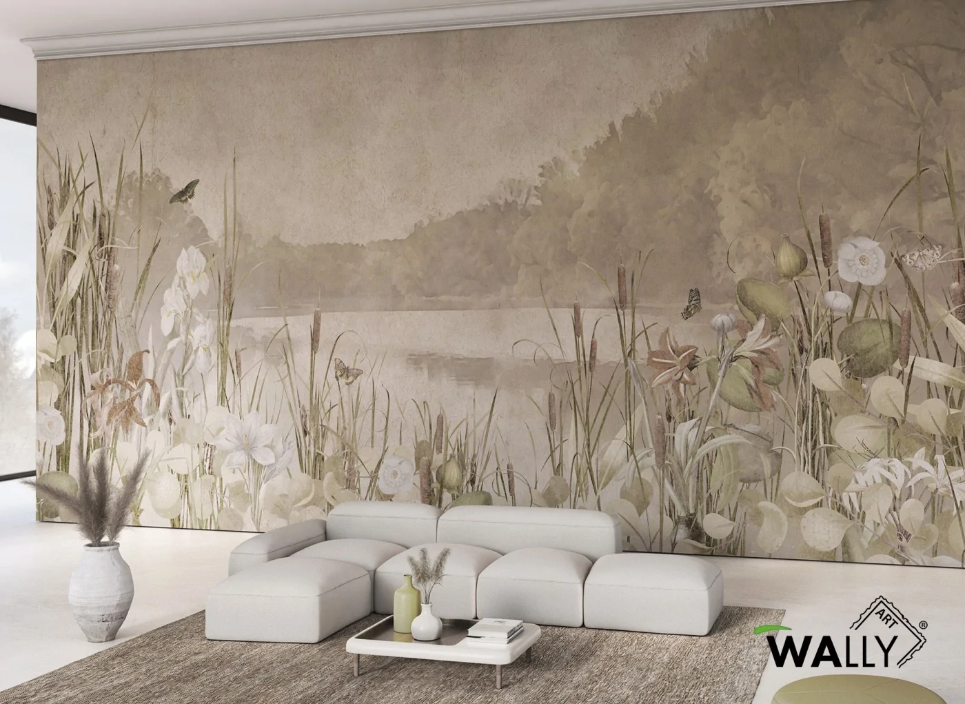 Carta da parati panoramica con paesaggio lago Montpellier WallyArt