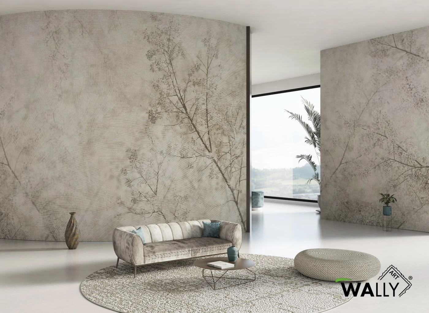 Carta da parati beige e sabbia con fiori delicati CHERIE design naturale elegante per pareti raffinate