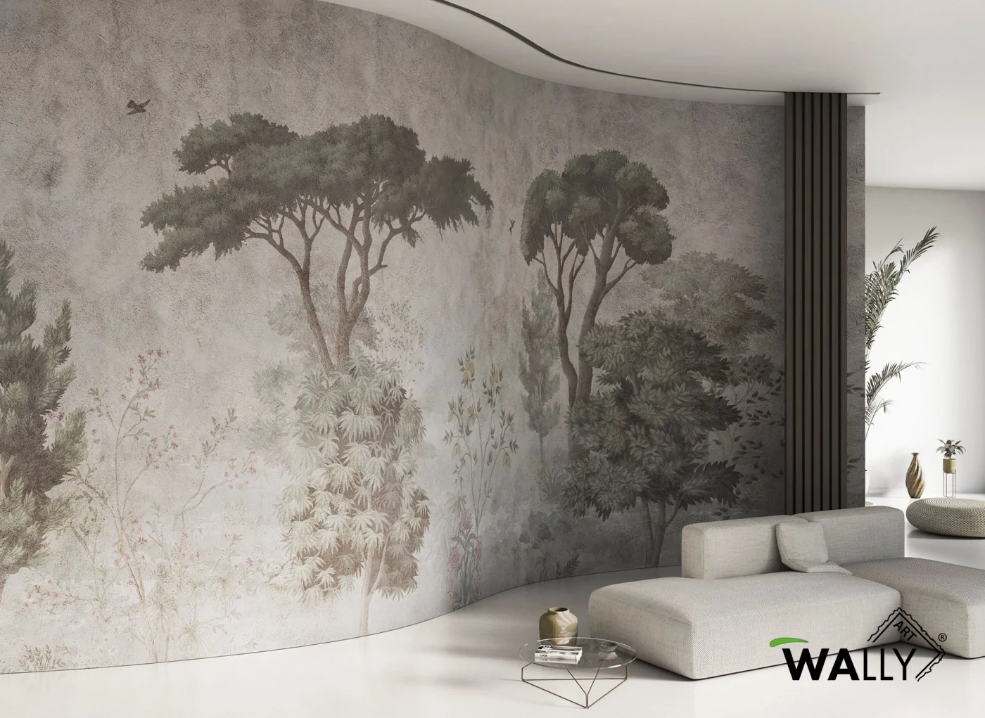 Carta da parati panoramica con natura e alberi Seraphine WallyArt