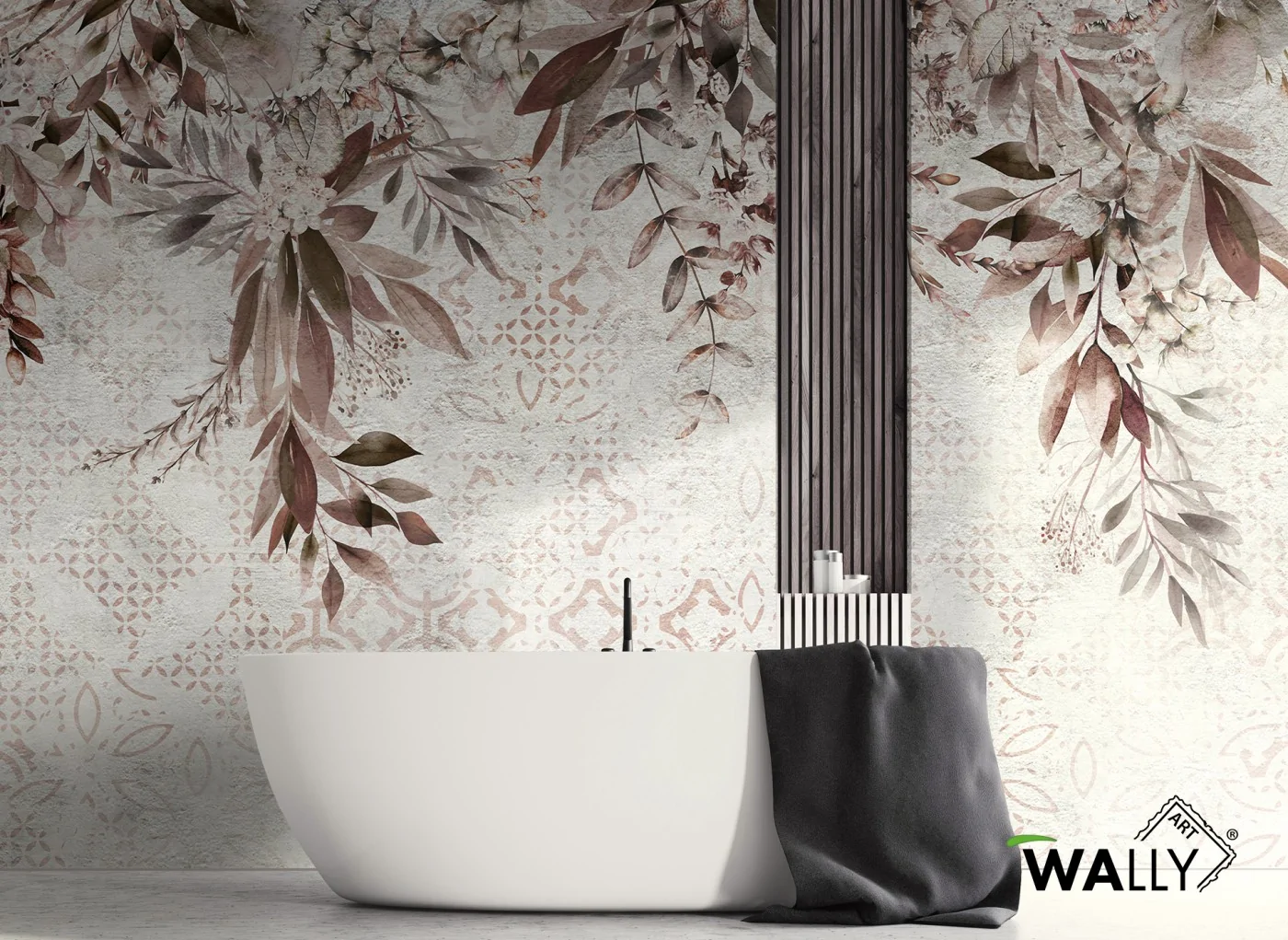 Carta da parati floreale con fiori che pendono FLORIAN design elegante