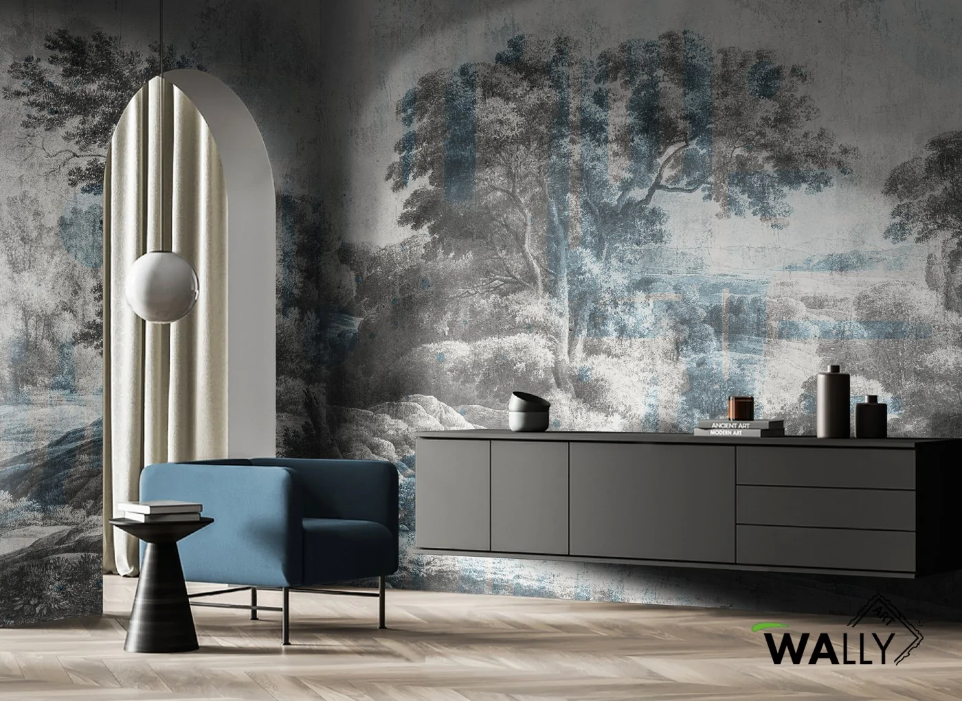 Carta da parati panoramica paesaggio naturale con alberi Yosemite per soggiorno moderno WallyArt