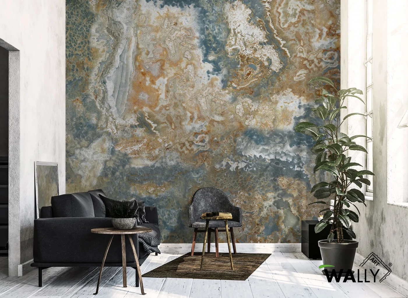 Carta da parati astratta con texture onice ONYX WallyArt