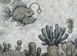 Eleganti elementi marini e raffinati dettagli illustrati rendono unica la decorazione Panarea® Variante Colore 02.