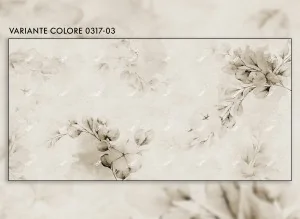 Carta da parati leggera con fiori in toni tortora beige Agnes Variante Colore 03