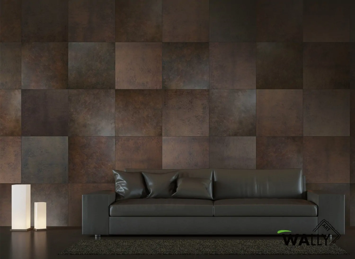 Carta da parati geometrica CORTANA in stile corten per ambienti moderni