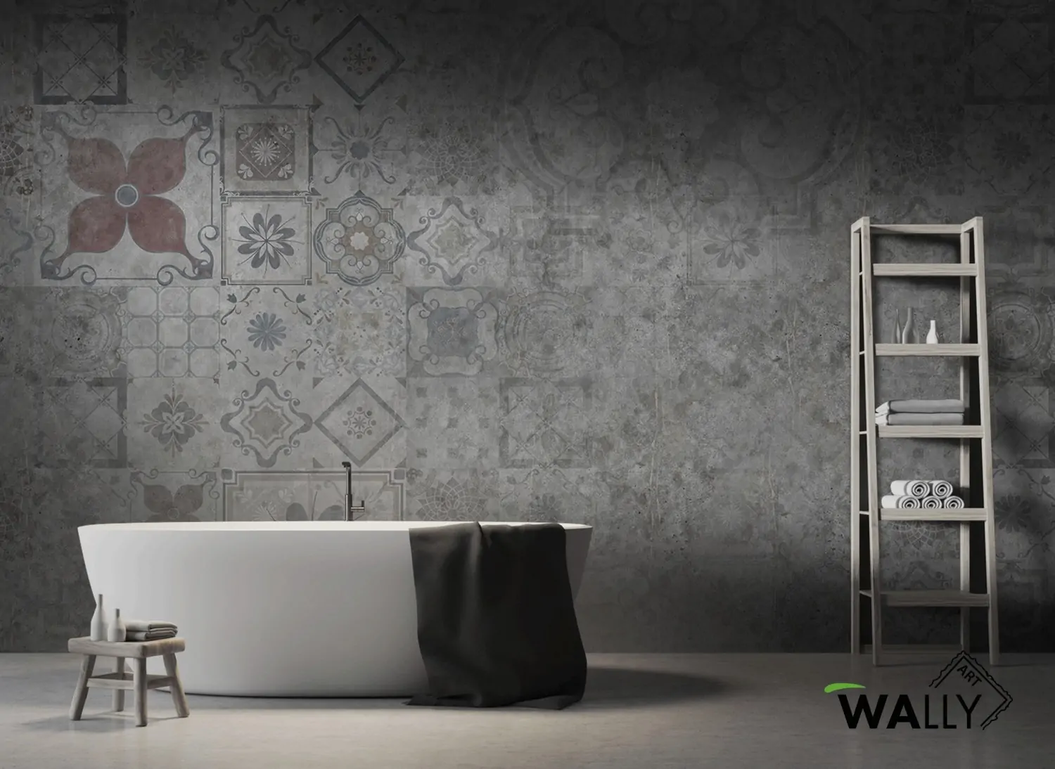 carta da parati bagno vintage WallyArt TALIA elegante e resistente