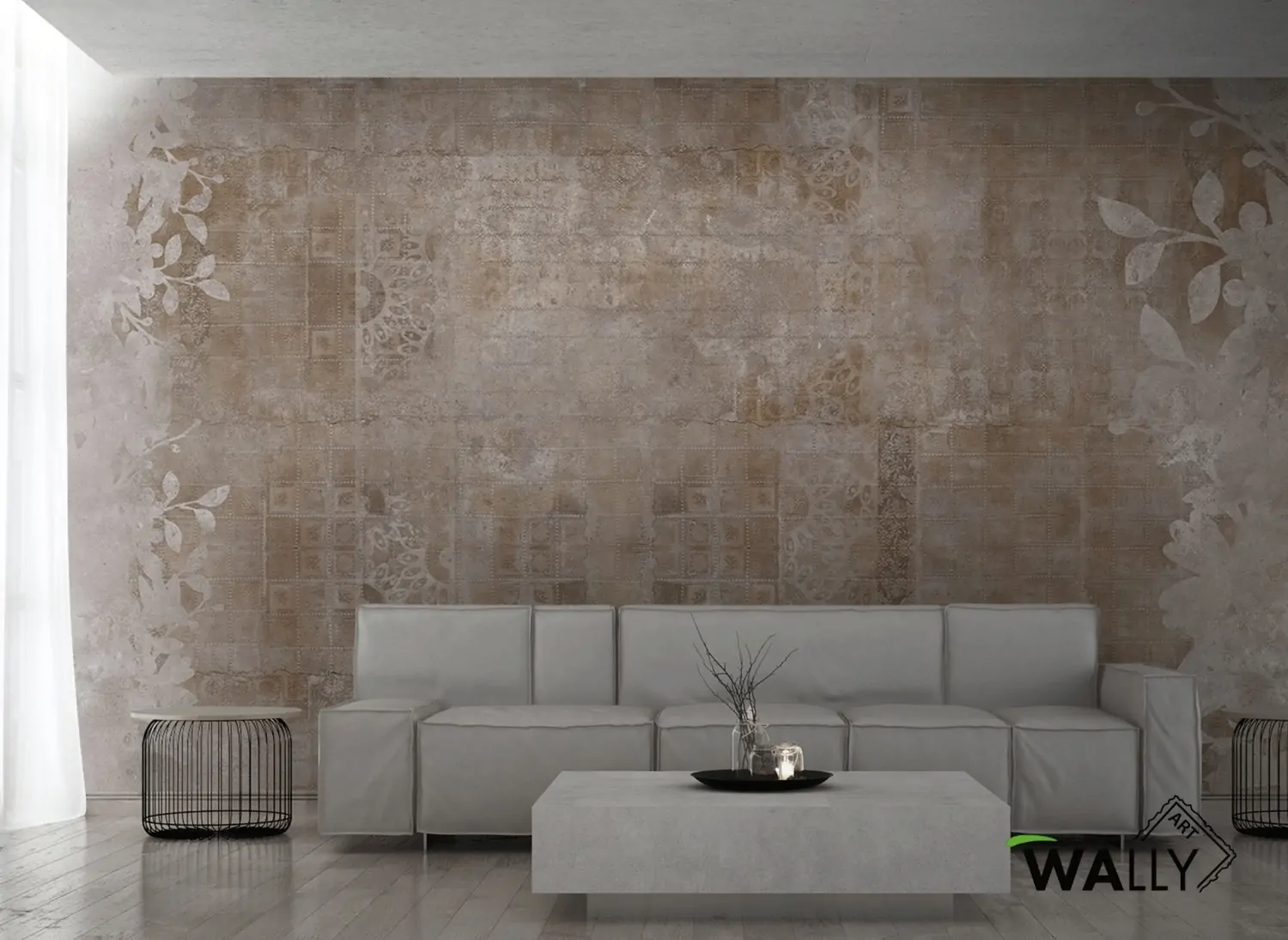 Carta da parati vintage con effetto ricami Lace WallyArt