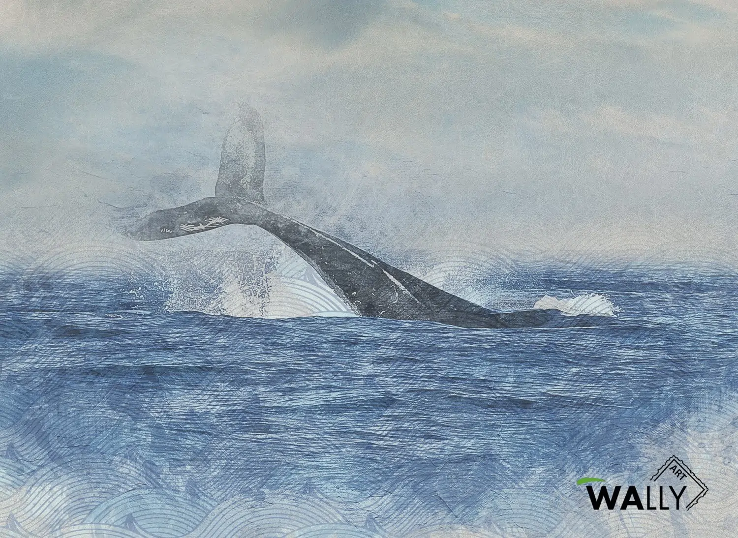 Carta da parati mare per bambini Whale con balena WallyArt