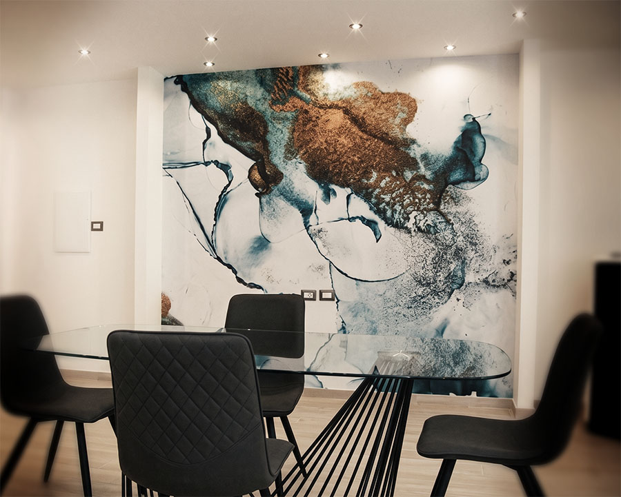 Simulazione di una carta da parati WallyArt in ambiente