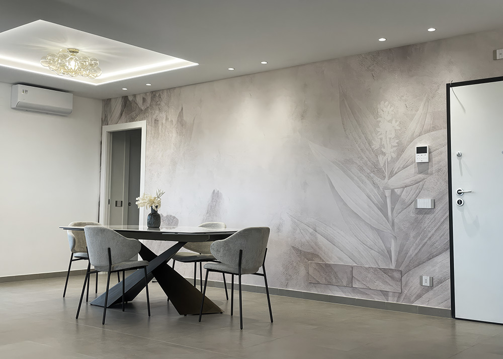 Carta da parati CHANDRA 02 in una zona living elegante e contemporanea