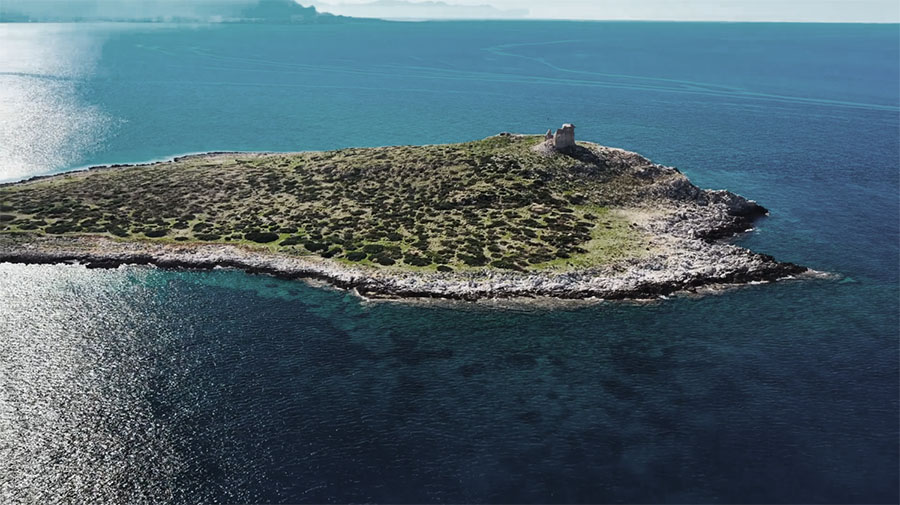 Veduta aerea dell’Isola delle Femmine in Sicilia